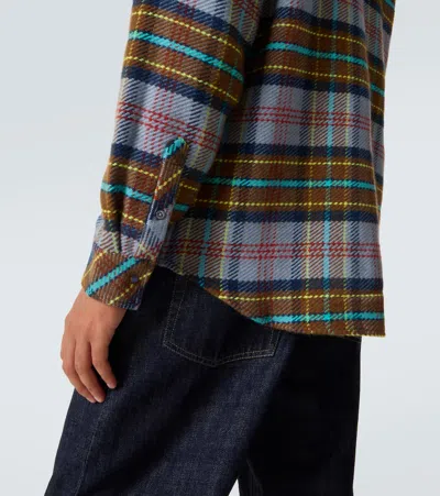 God's True Cashmere Plaid Cashmere Shirt With Lapis Lazuli In Multi