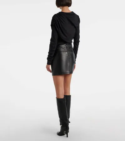 CLANCY束带皮革迷你半身裙