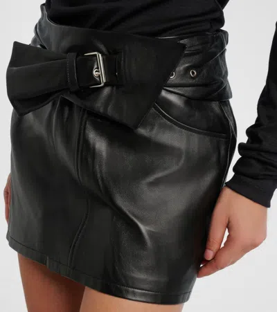 CLANCY束带皮革迷你半身裙