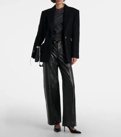 Isabel Marant Asna Chalk Stripe Wool And Cotton Top In Black