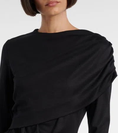 Isabel Marant Asymmetric Draped Long Sleeve Top In Black