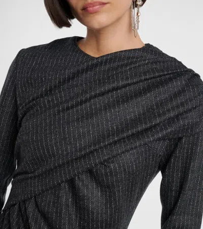 Isabel Marant Asna Chalk Stripe Wool And Cotton Top In Black