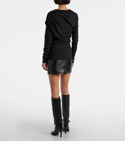 Isabel Marant Asymmetric Draped Long Sleeve Top In Black
