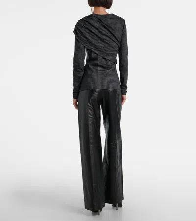 Isabel Marant Asna Chalk Stripe Wool And Cotton Top In Black