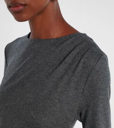 Veronica Beard Theodora Ruched Wool-blend Midi Dress In Gray