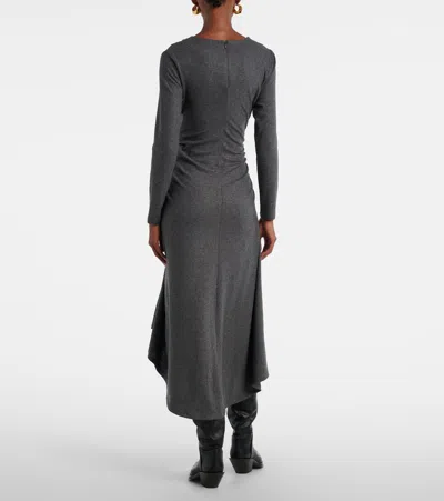 Veronica Beard Theodora Ruched Wool-blend Midi Dress In Gray
