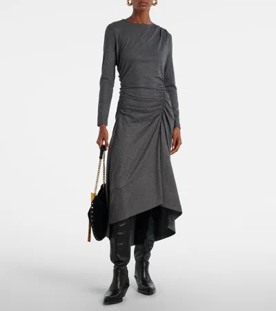 Veronica Beard Theodora Ruched Wool-blend Midi Dress In Gray