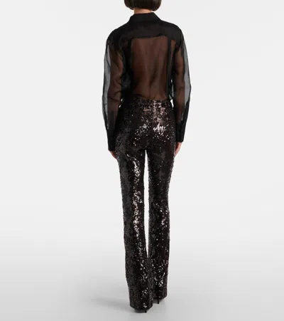 Veronica Beard Collier Sequined Satin Flared Pants In Burgundy