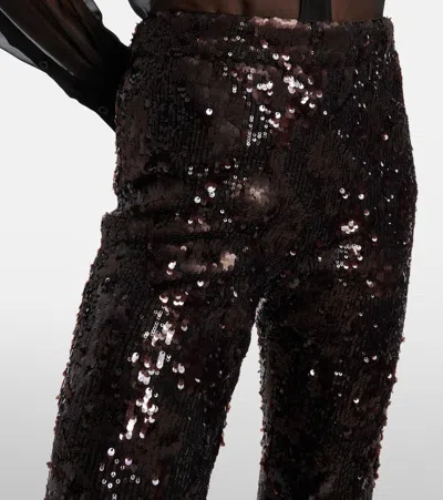 Veronica Beard Collier Sequined Satin Flared Pants In Burgundy