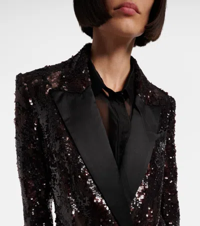 Veronica Beard Sevyn Sequin Double Breasted Dickey Evening Jacket In Burgundy