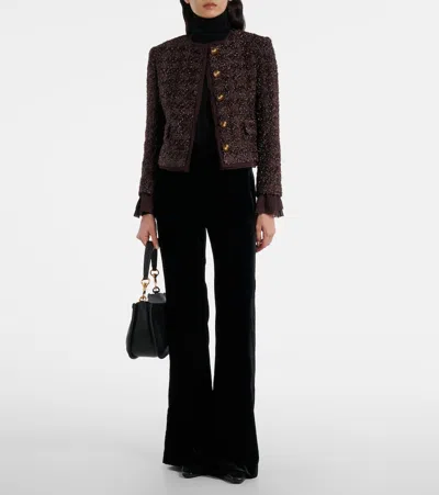 Veronica Beard Audrina Metallic Tweed Jacket In Dark Currant In Burgundy