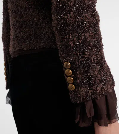 Veronica Beard Audrina Metallic Tweed Jacket In Dark Currant In Burgundy