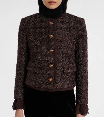 Veronica Beard Audrina Metallic Tweed Jacket In Dark Currant In Burgundy