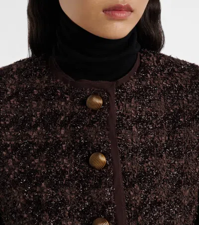 Veronica Beard Audrina Metallic Tweed Jacket In Dark Currant In Burgundy