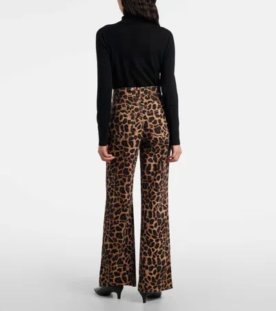 Veronica Beard Taylor High-rise Wide-leg Leopard Jeans With Chaps In Nude