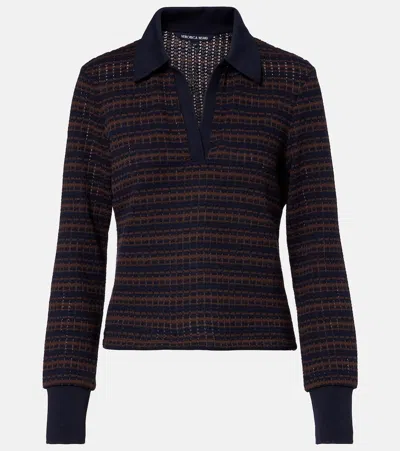 Veronica Beard Kamal Striped Polo Sweater In Blue