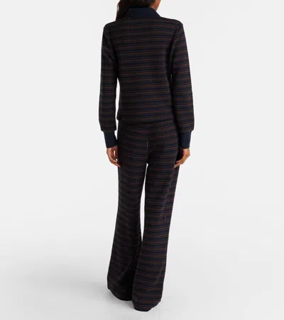 Veronica Beard Kamal Striped Polo Sweater In Blue