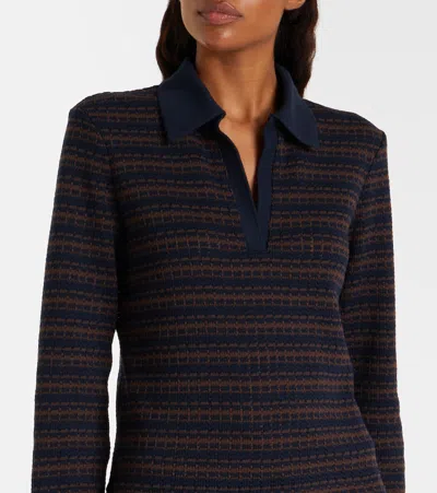 Veronica Beard Kamal Striped Polo Sweater In Blue