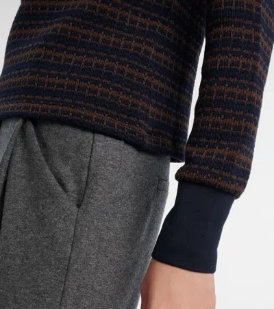 Veronica Beard Kamal Striped Polo Sweater In Blue