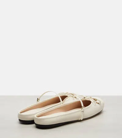 Gucci Women Leather Ballerina Mules In White