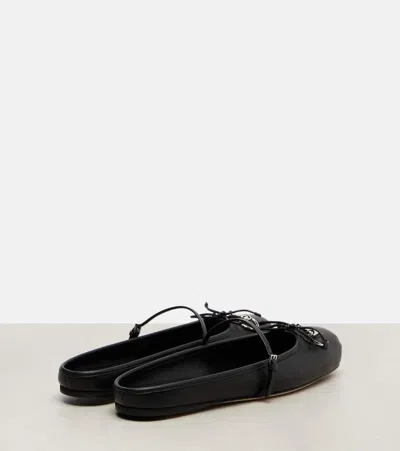 Gucci Leather Ballet Flats Featuring Metal Detail In Black
