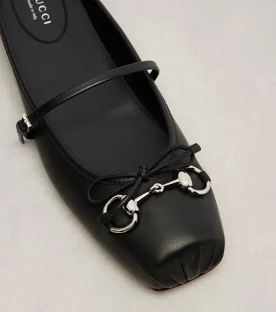 Gucci Leather Ballet Flats Featuring Metal Detail In Black