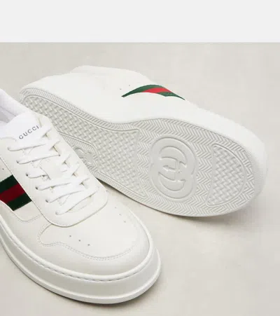 Gucci Women White Sneakers With Web Detail And Oversized Sole In Leather Woman