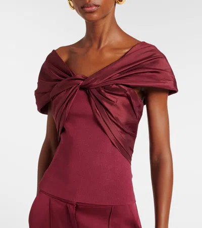 Simkhai Celianna Off Shoulder Top In Cranberry In Burgundy