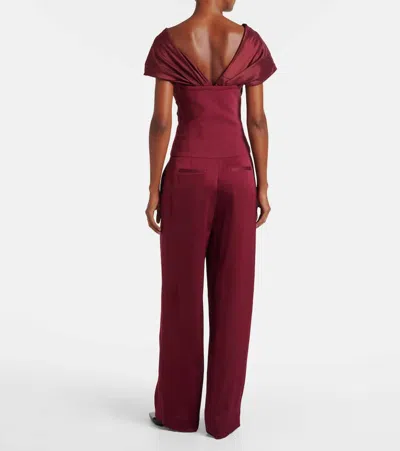 Simkhai Celianna Off Shoulder Top In Cranberry In Burgundy