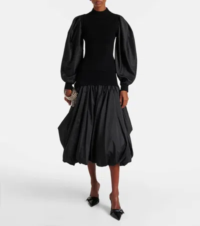 Simkhai Black Midi Skirt With Elastic Waist And Draped Design In Viscose Woman In Black