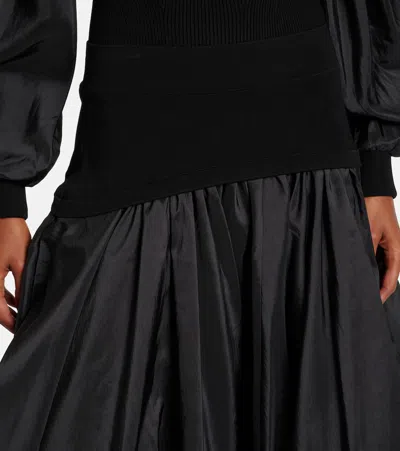 Simkhai Black Midi Skirt With Elastic Waist And Draped Design In Viscose Woman In Black