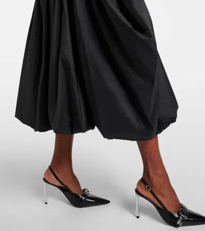 Simkhai Black Midi Skirt With Elastic Waist And Draped Design In Viscose Woman In Black