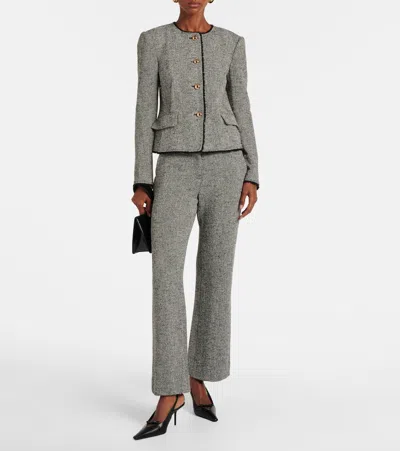 Simkhai Herringbone Fitted Jacket In Black