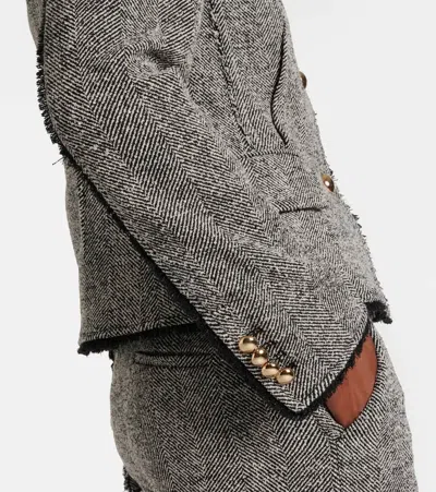 Simkhai Herringbone Fitted Jacket In Black