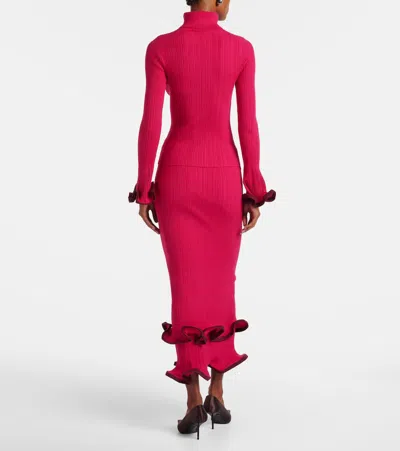 Simkhai Lola Ruffled Turtleneck Sweater In Pink