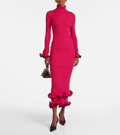 Simkhai Lola Ruffled Turtleneck Sweater In Pink