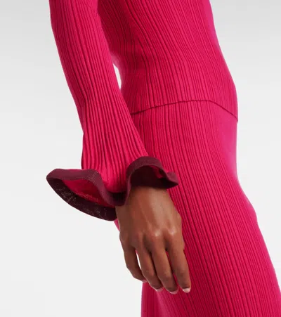 Simkhai Lola Ruffled Turtleneck Sweater In Pink