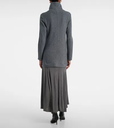Xu Zhi Turtleneck Wool-blend Maxi Dress In Gray