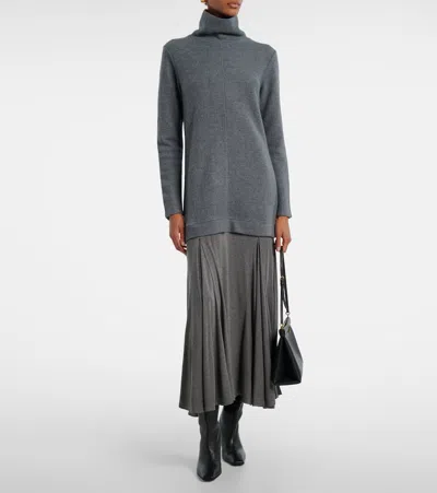 Xu Zhi Turtleneck Wool-blend Maxi Dress In Gray