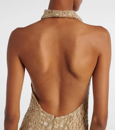 Xu Zhi Open-back Embellished Maxi Dress In Gold