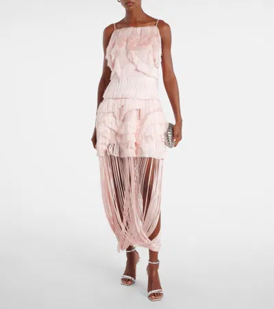 Xu Zhi Fringed Patchwork Camisole In Pink