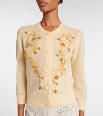 Jacques Wei Beaded Alpaca And Wool-blend Cardigan In Yellow