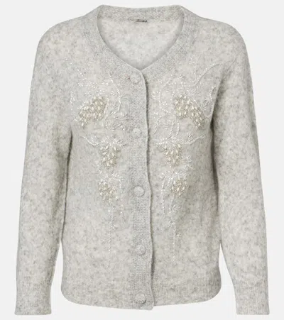 Jacques Wei Beaded Alpaca And Wool-blend Cardigan In Gray