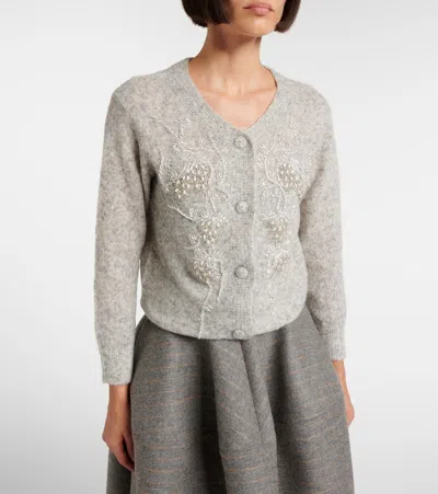Jacques Wei Beaded Alpaca And Wool-blend Cardigan In Gray