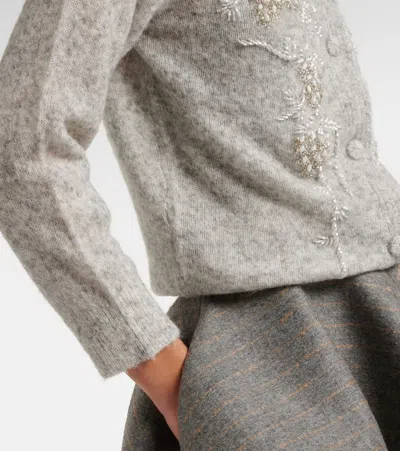Jacques Wei Beaded Alpaca And Wool-blend Cardigan In Gray