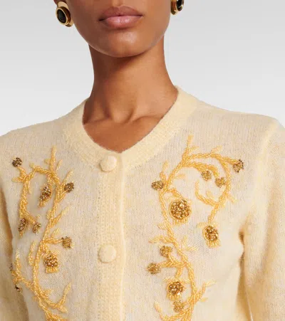 Jacques Wei Beaded Alpaca And Wool-blend Cardigan In Yellow