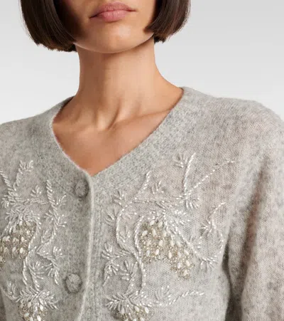 Jacques Wei Beaded Alpaca And Wool-blend Cardigan In Gray