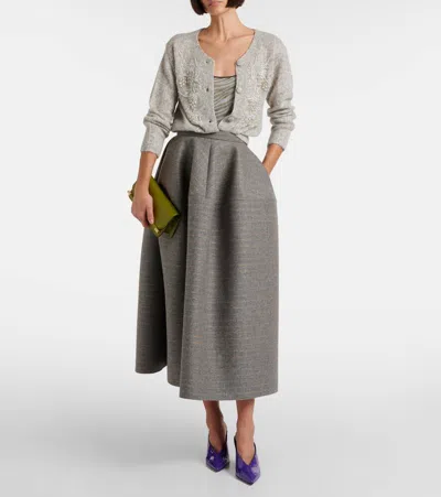 Jacques Wei Beaded Alpaca And Wool-blend Cardigan In Gray