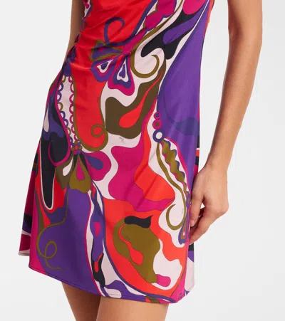 Pucci Orchidee Print Short Jersey Dress In Multi