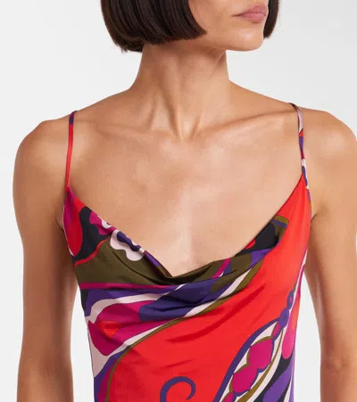 Pucci Orchidee Print Short Jersey Dress In Multi